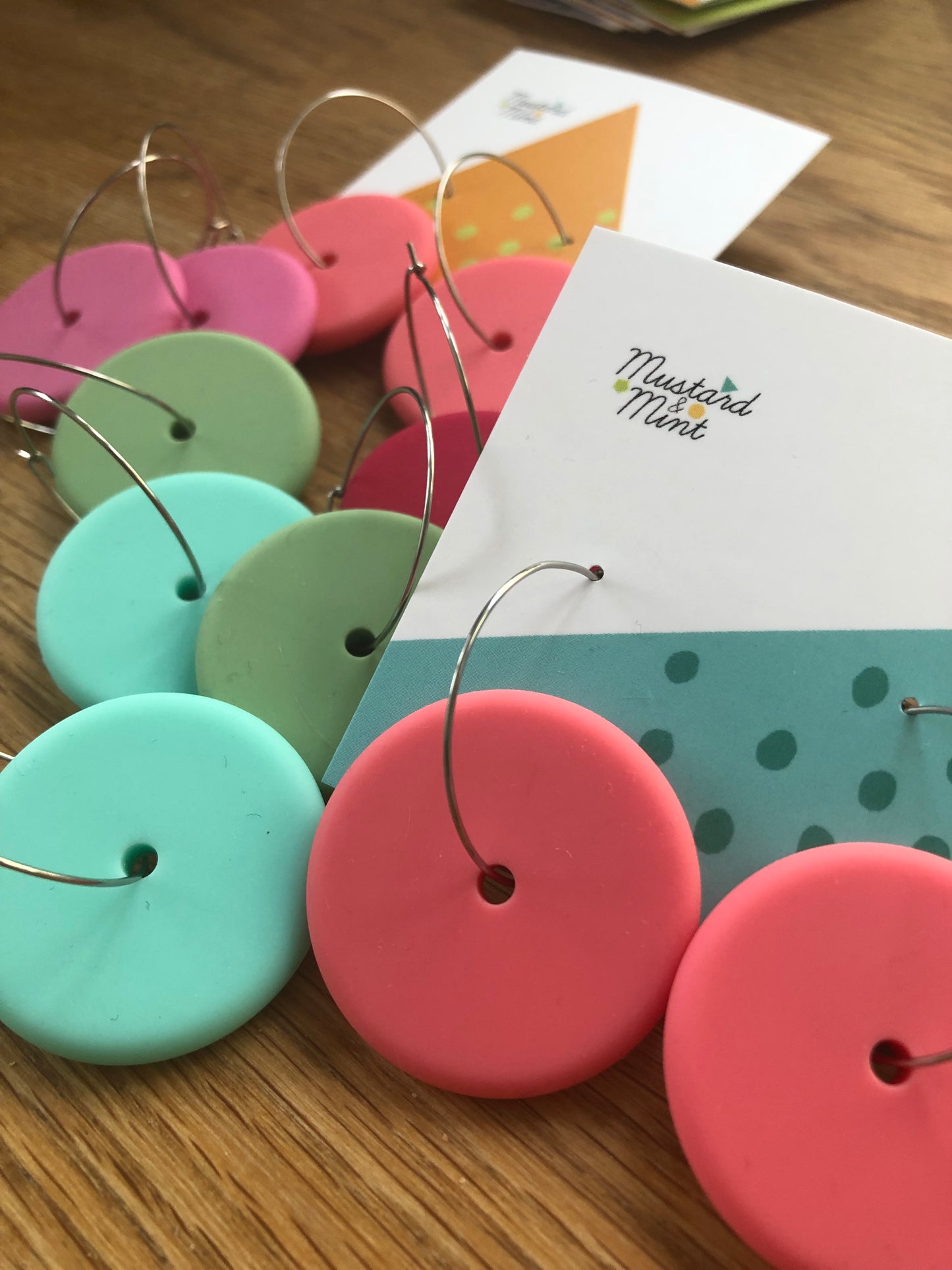 Statement Silicone Hoop Dangle Earrings | Pink Fizz | 30mm Hoops