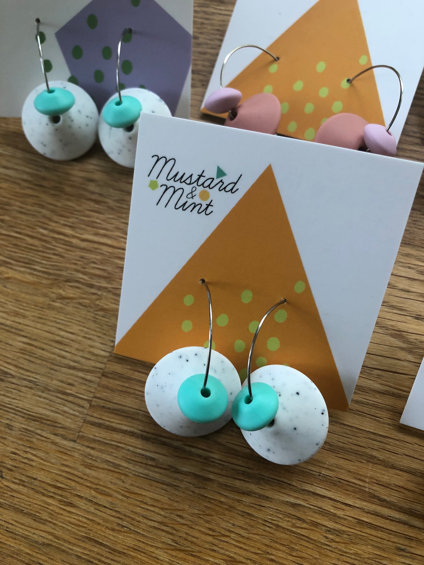 Silicone Hoop Dangle Earrings, Pistachio | 30mm Hoops