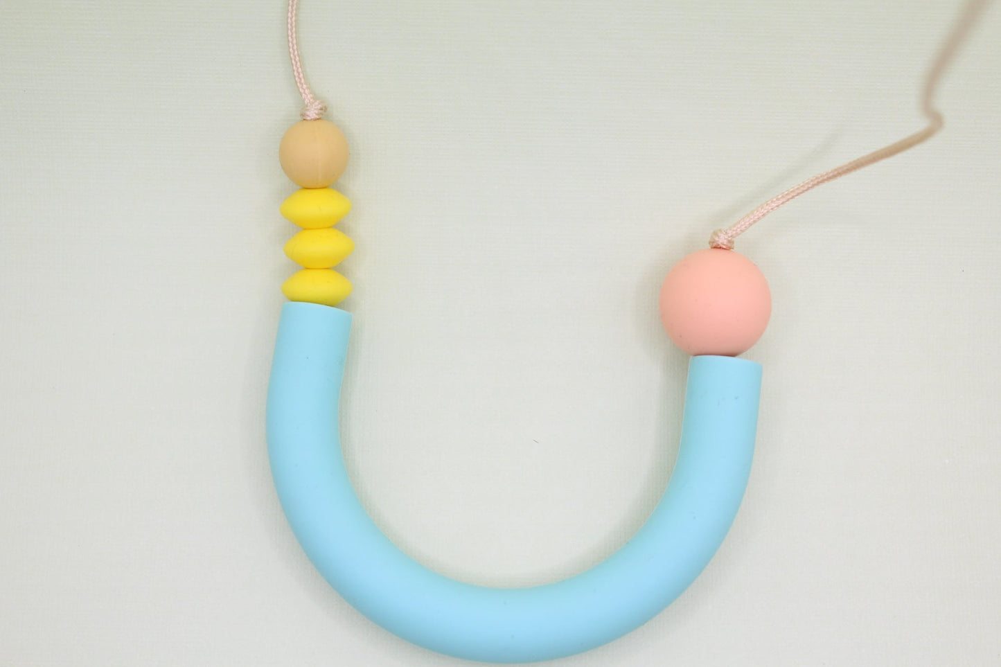 'Suzy' Aruba Blue U Shape Silicone Necklace - Sunshine Yellow, Mimosa and Light Peach