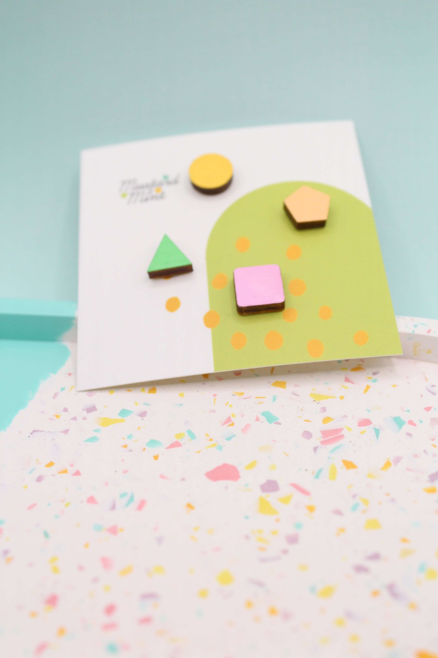 Set of 4 Circle Mis-matched Wood Stud Earrings | Colourful & Playful