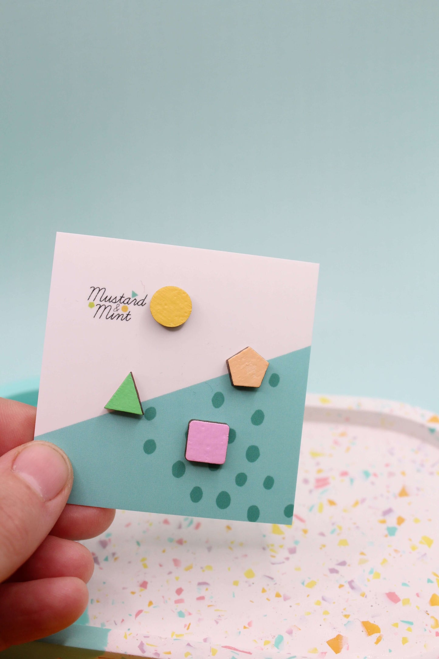 Set of 4 Circle Mis-matched Wood Stud Earrings | Colourful & Playful