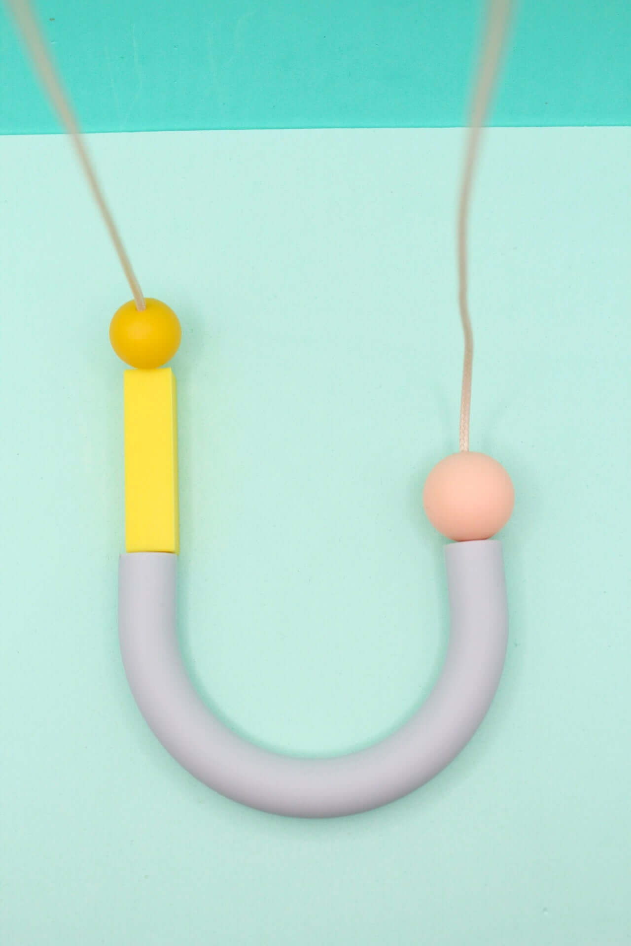 Asymmetrical Dove Grey U Shape Silicone Necklace | Lightweight and Chewable