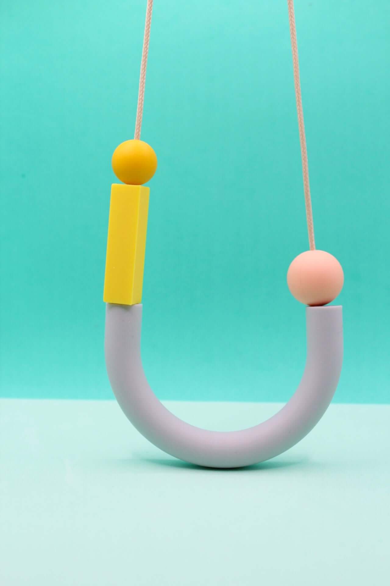 Asymmetrical Dove Grey U Shape Silicone Necklace | Lightweight and Chewable