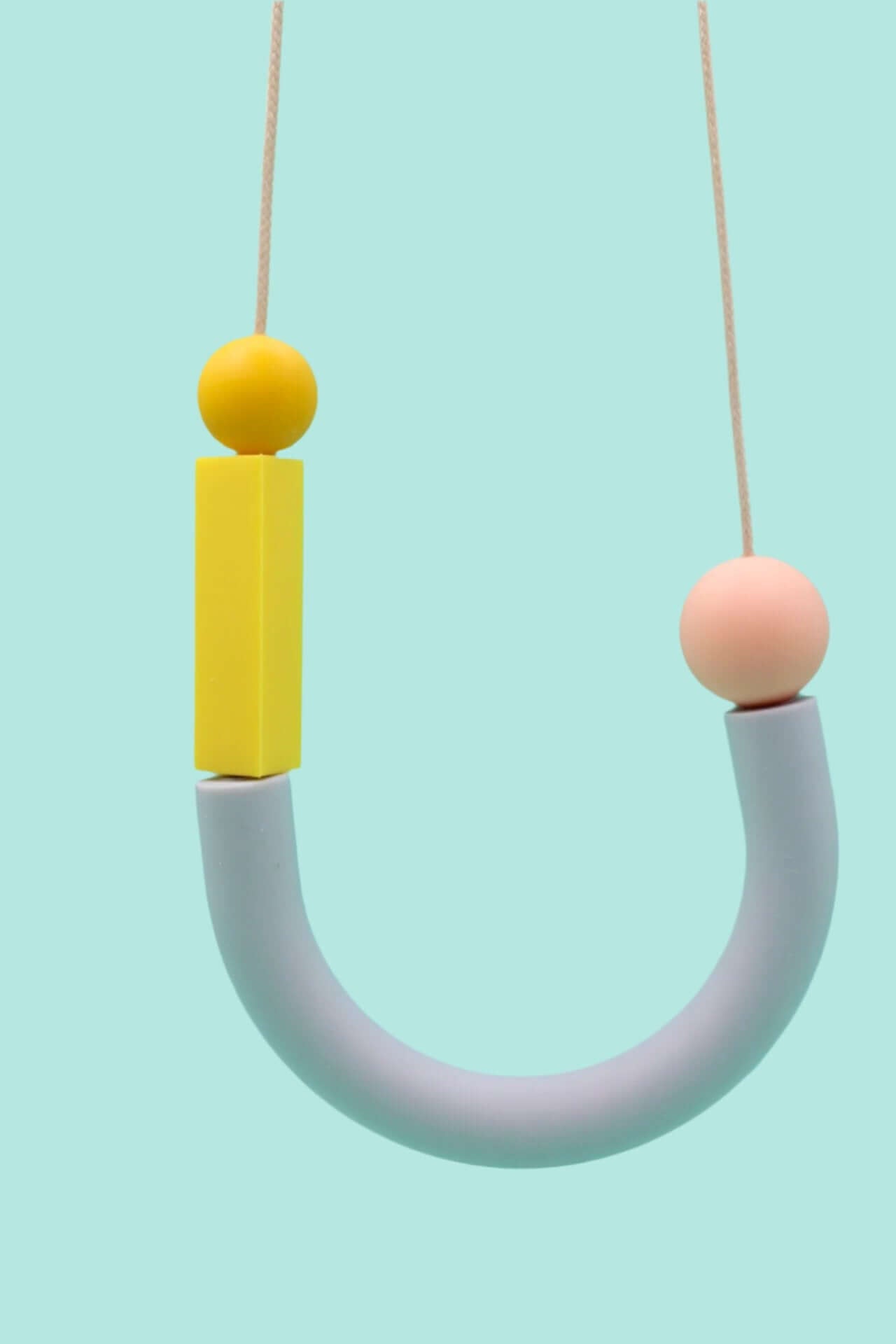 Asymmetrical Dove Grey U Shape Silicone Necklace | Lightweight and Chewable