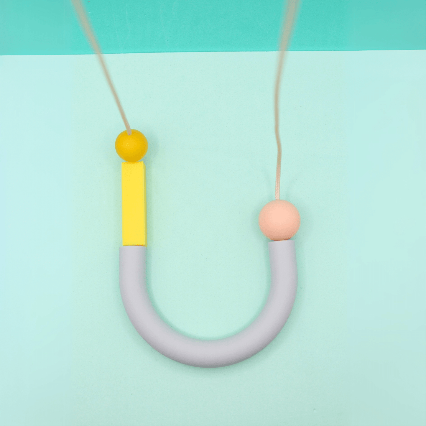 Asymmetrical Dove Grey U Shape Silicone Necklace | Lightweight and Chewable