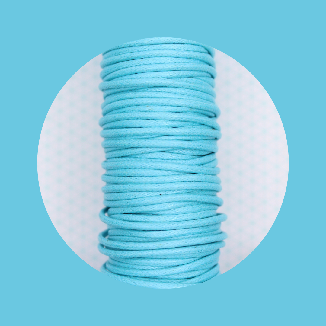 A photo of the Turquoise waxed cotton cord.