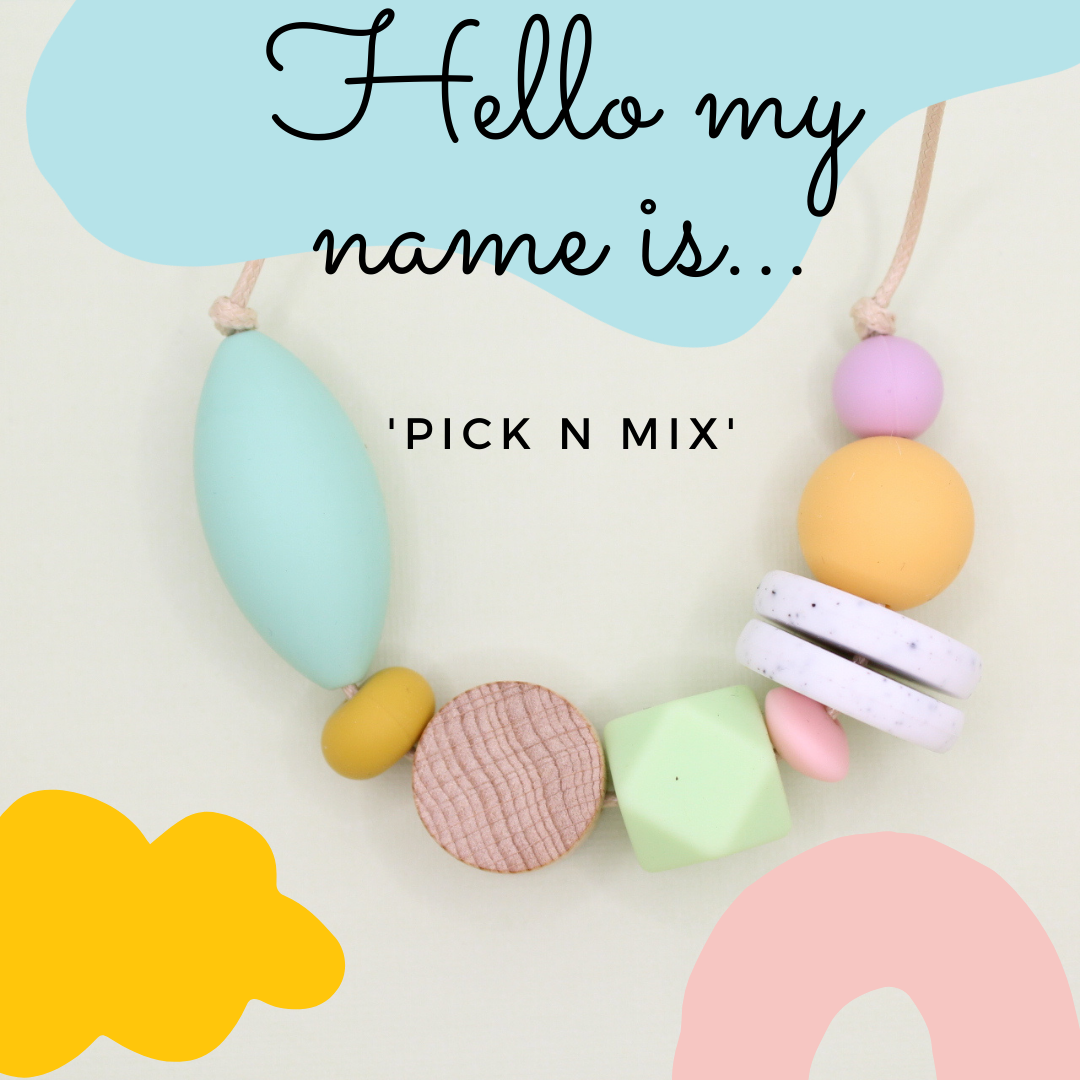 'Pick n Mix' Beaded Silicone Necklace - Mint, Light Green and Golden Sun