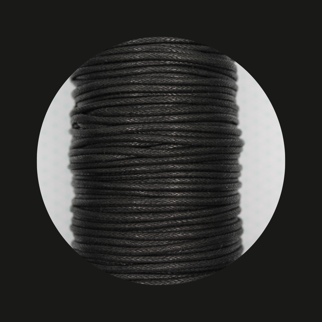 A photo of the black waxed cotton cord.