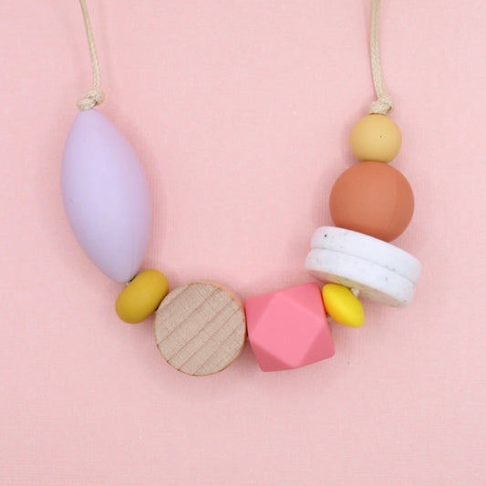 'Pick n Mix' Beaded Silicone Necklace - Lilac, Bubblegum Pink