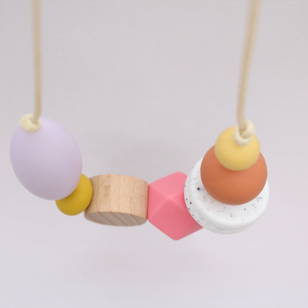 'Pick n Mix' Beaded Silicone Necklace - Lilac, Bubblegum Pink