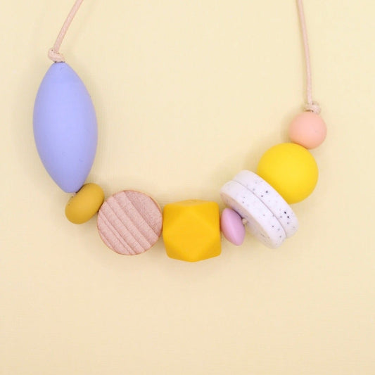 'Pick n Mix' Beaded Silicone Necklace - Serenity, Mimosa Yellow and Sunshine Yellow