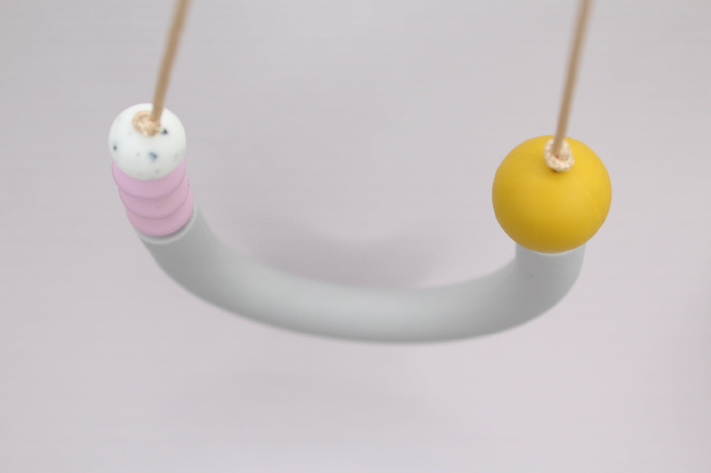 'Suzy' Grey U Shape Silicone Necklace - Dusty Lilac, Mustard and Gritty White