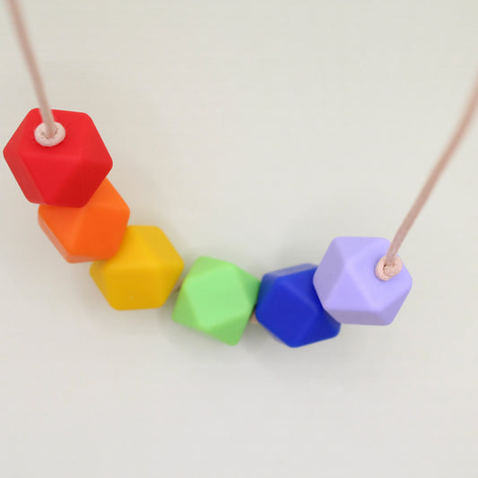 Children's Sensory Rainbow Hexagon Silicone Necklaces | Sensory Necklace
