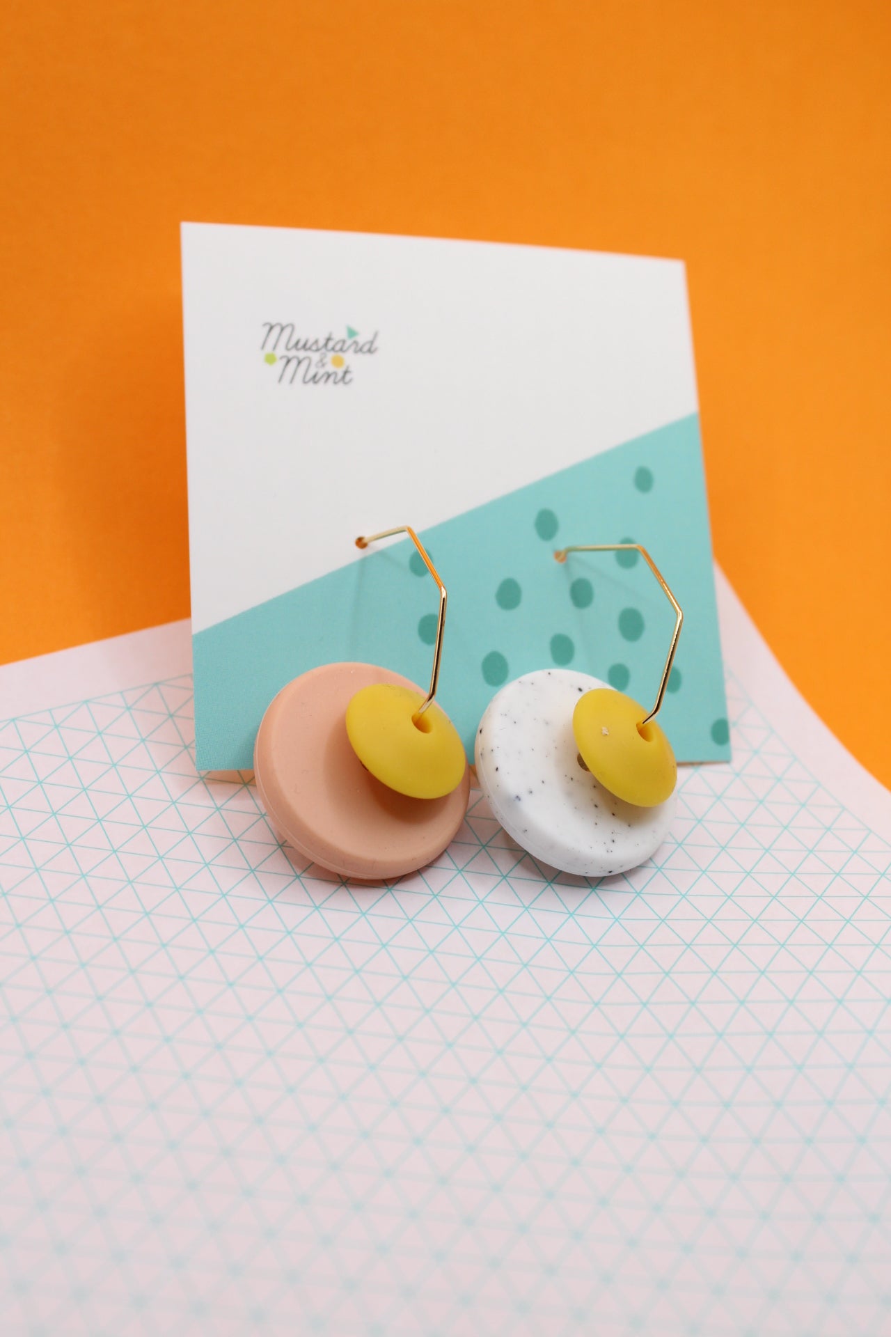 Silicone Bead and Octagon Hoop Dangle Earrings | 28mm Hoops