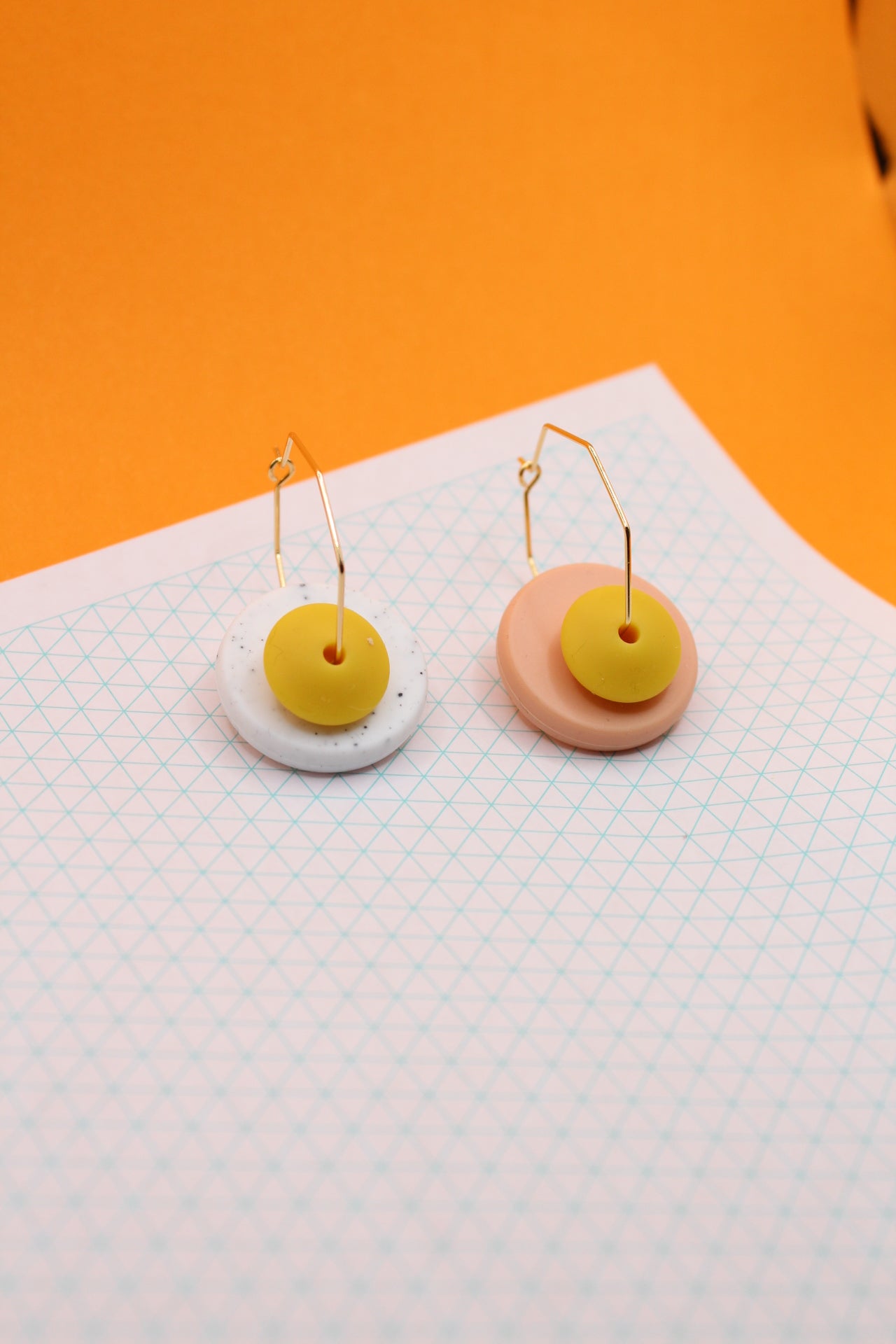Silicone Bead and Octagon Hoop Dangle Earrings | 28mm Hoops