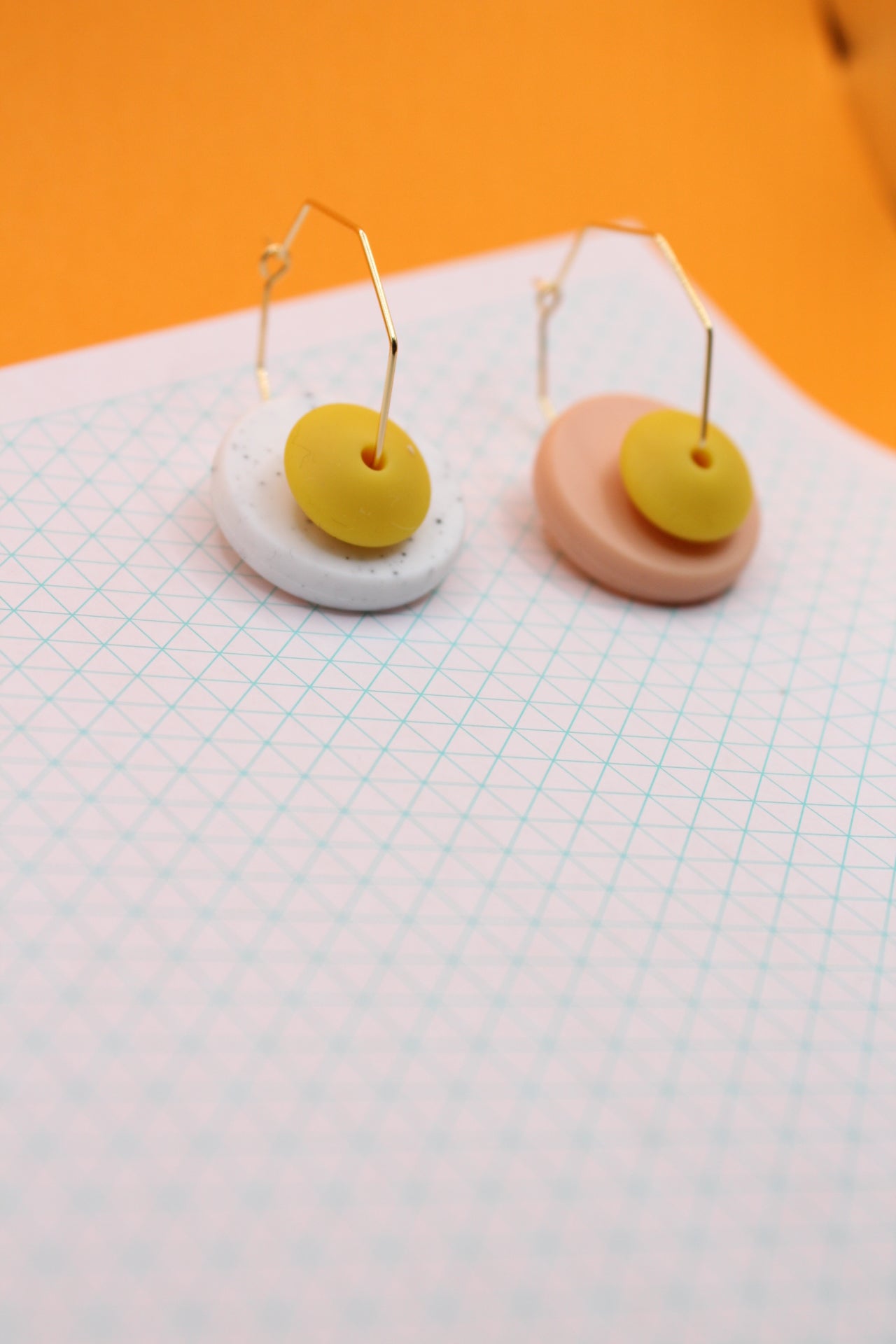 Silicone Bead and Octagon Hoop Dangle Earrings | 28mm Hoops