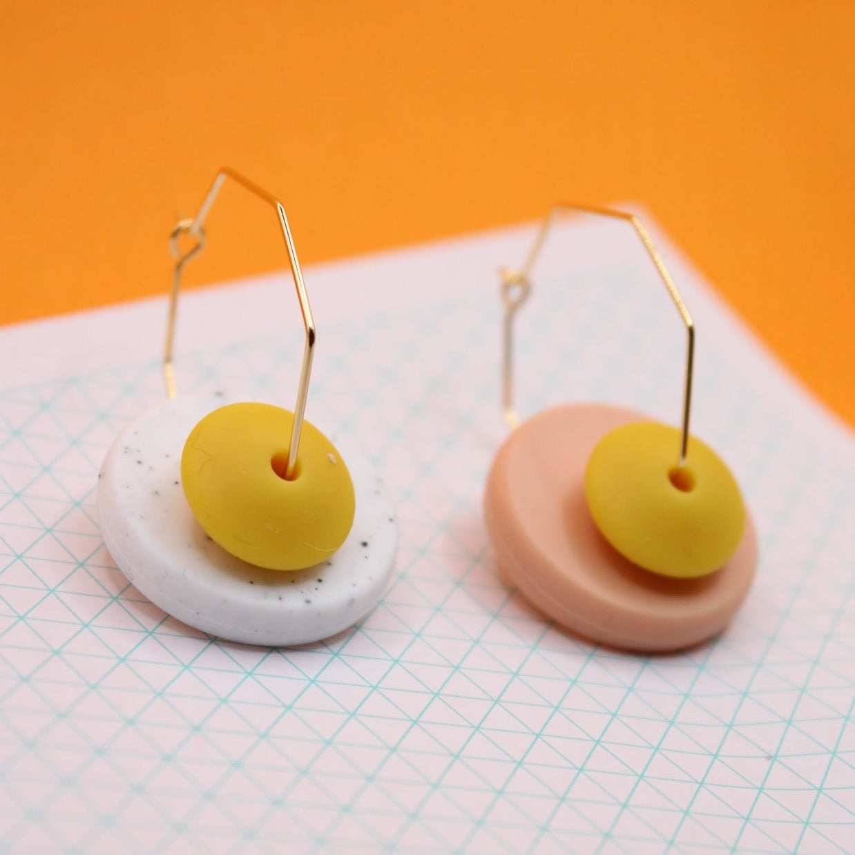 Silicone Bead and Octagon Hoop Dangle Earrings | 28mm Hoops