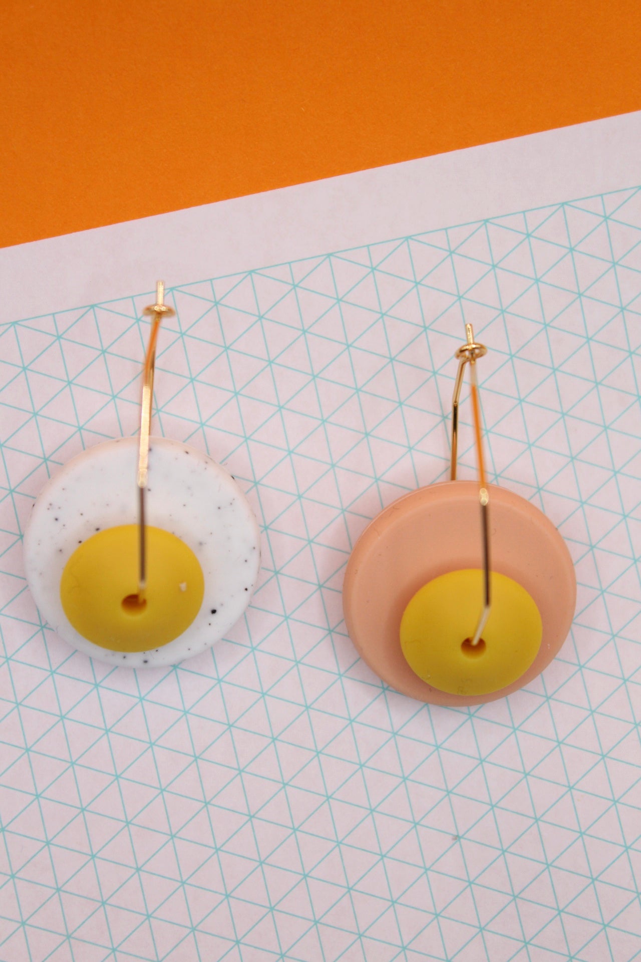 Silicone Bead and Octagon Hoop Dangle Earrings | 28mm Hoops
