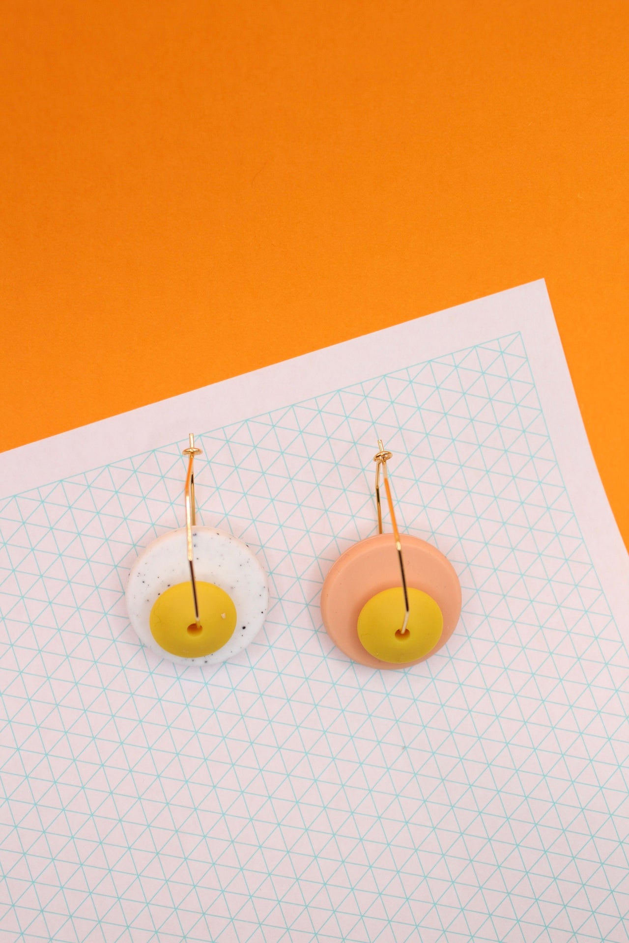 Silicone Bead and Octagon Hoop Dangle Earrings | 28mm Hoops