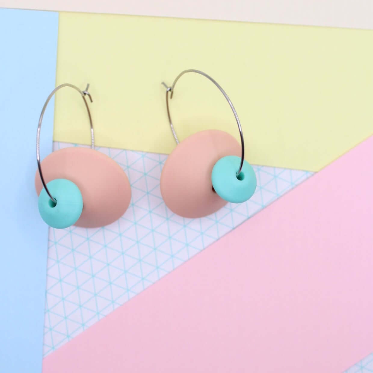 Statement Silicone Hoop Dangle Earrings | 30mm Hoops