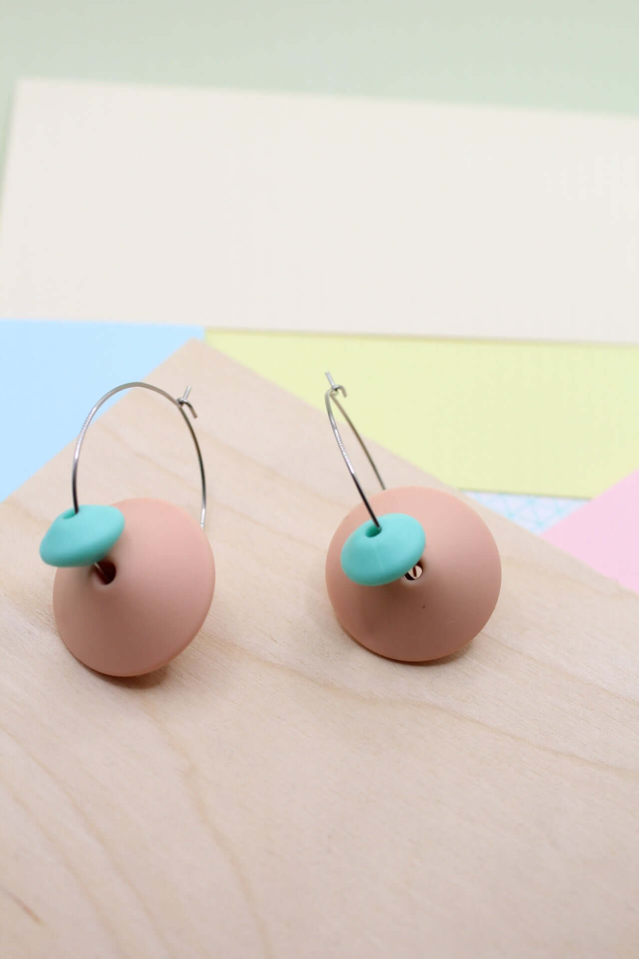 Statement Silicone Hoop Dangle Earrings | 30mm Hoops