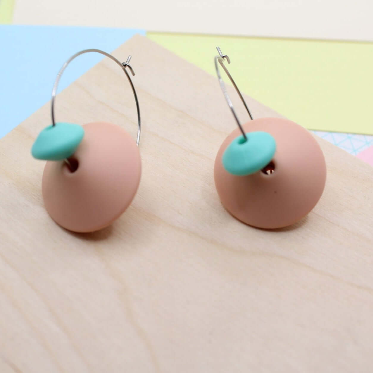Statement Silicone Hoop Dangle Earrings | 30mm Hoops