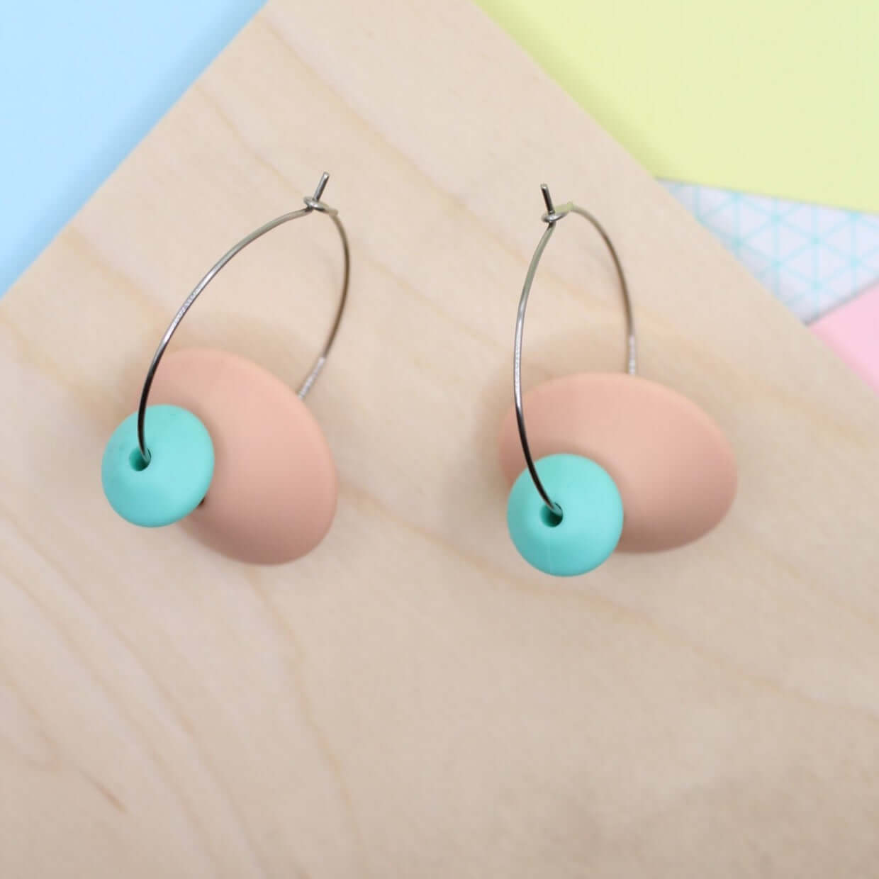 Statement Silicone Hoop Dangle Earrings | 30mm Hoops