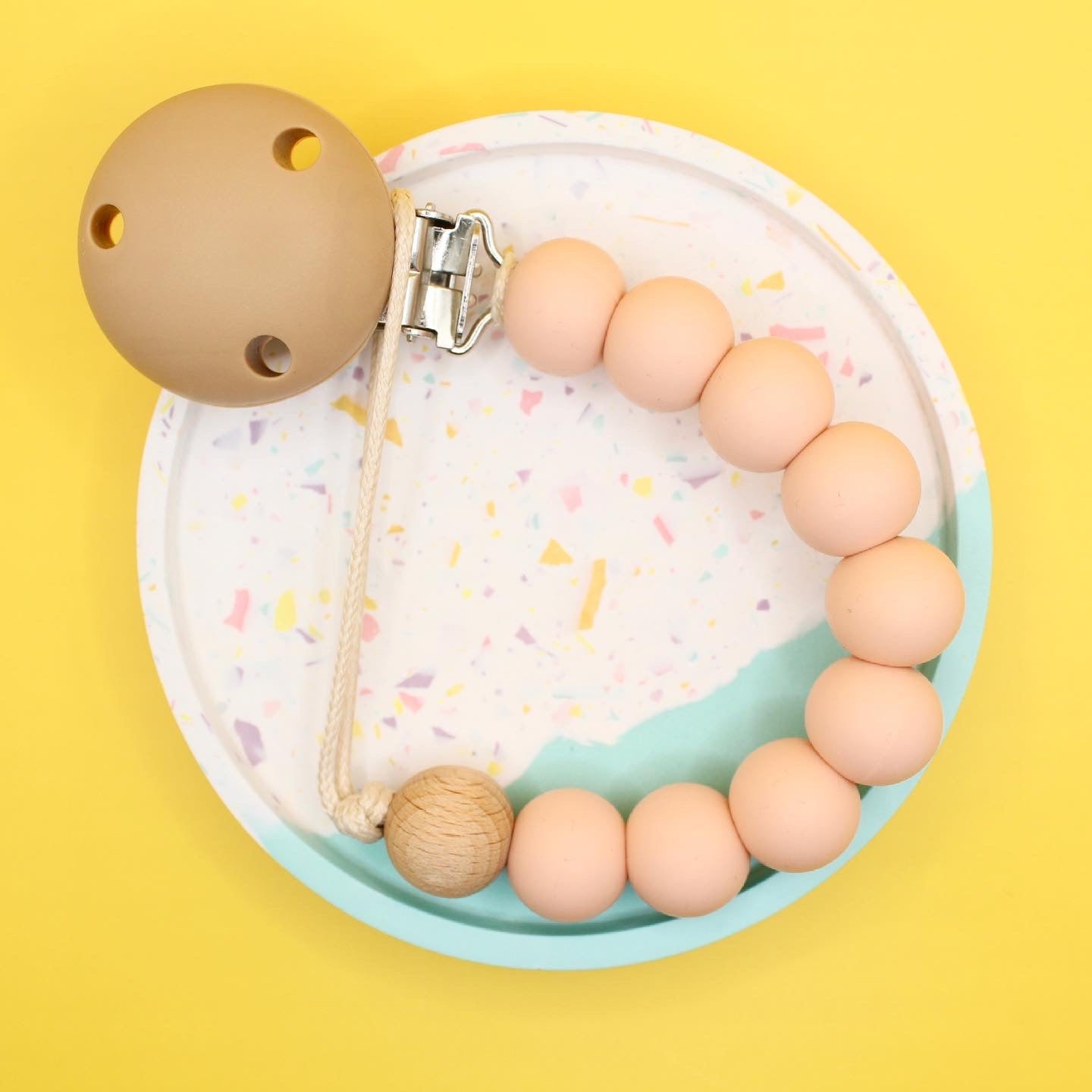 Silicone Peach Pink Dummy Clip | Safe & Secure