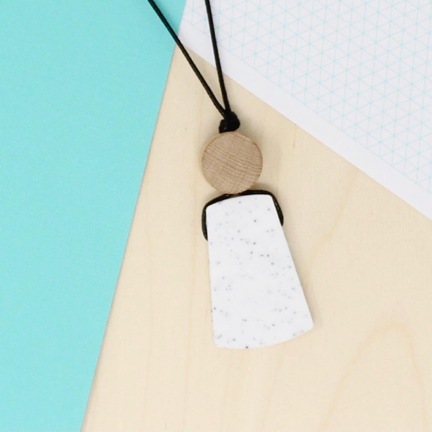 Trapezoid Silicone Pendant Necklace - 4 Colour Options: Mint, Grey, Speckled and Turquoise