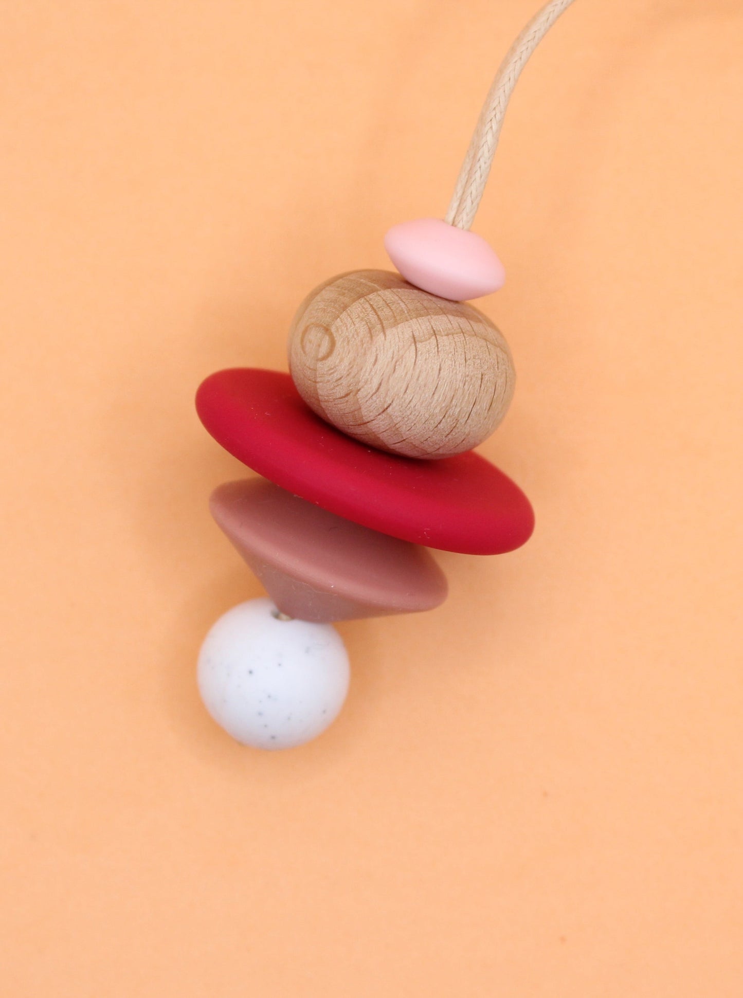 Atomic Inspired Silicone and natural wood Pendant - 6 Colours