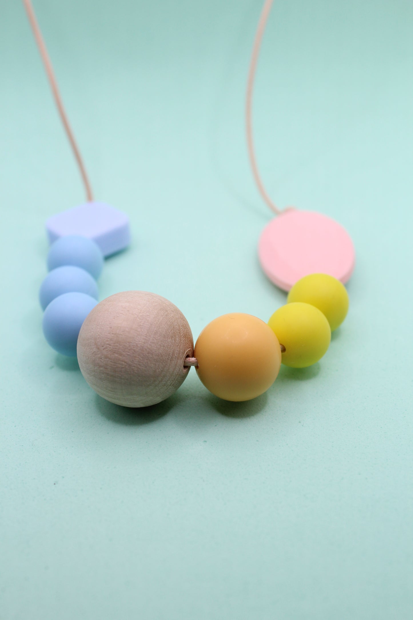 Baby Blue Silicone Beaded Necklace - Baby Friendly