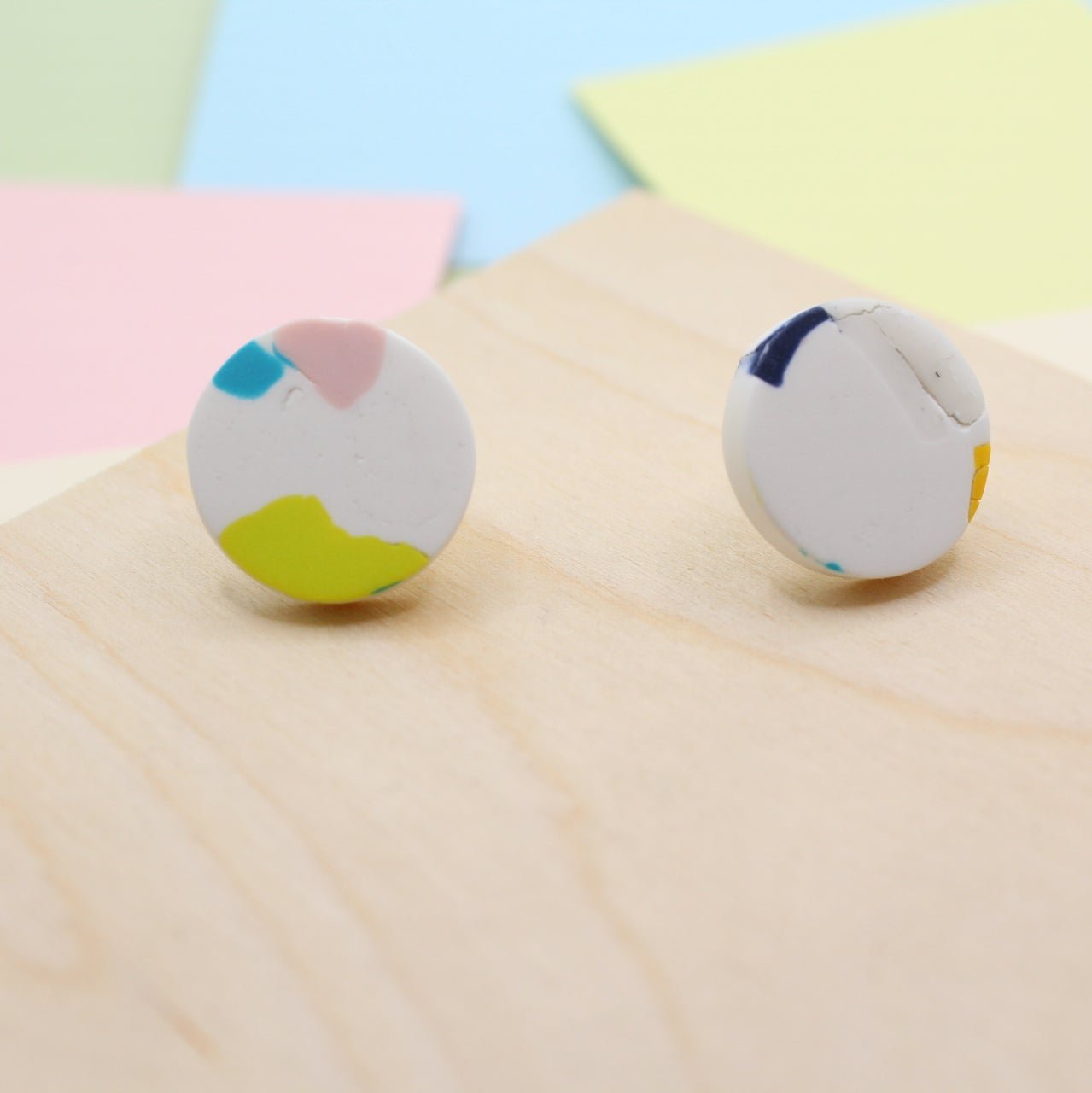 Chunky Polymer Studs - Terrazzo Effect Organic round shape | Lightweight