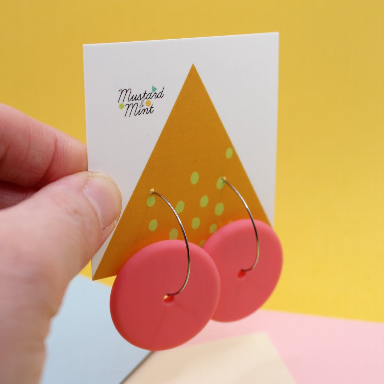 Statement Silicone Hoop Dangle Earrings | Flamingo Pink | 30mm Hoops | Super Seconds Festival
