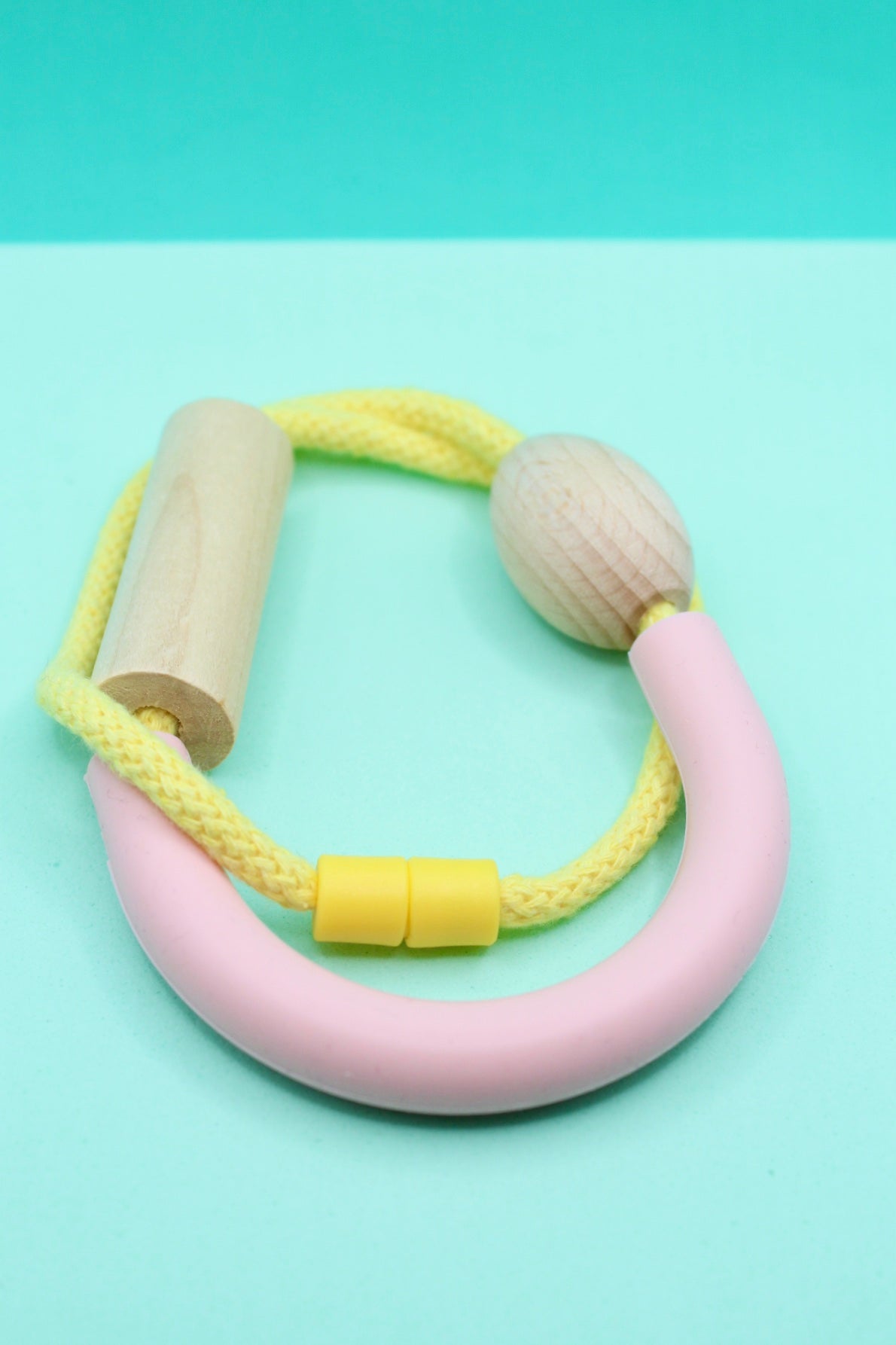 Basic Bold - Pink Silicone U Tube necklace on 5mm Macrame Cord | Chunky Wooden Beads