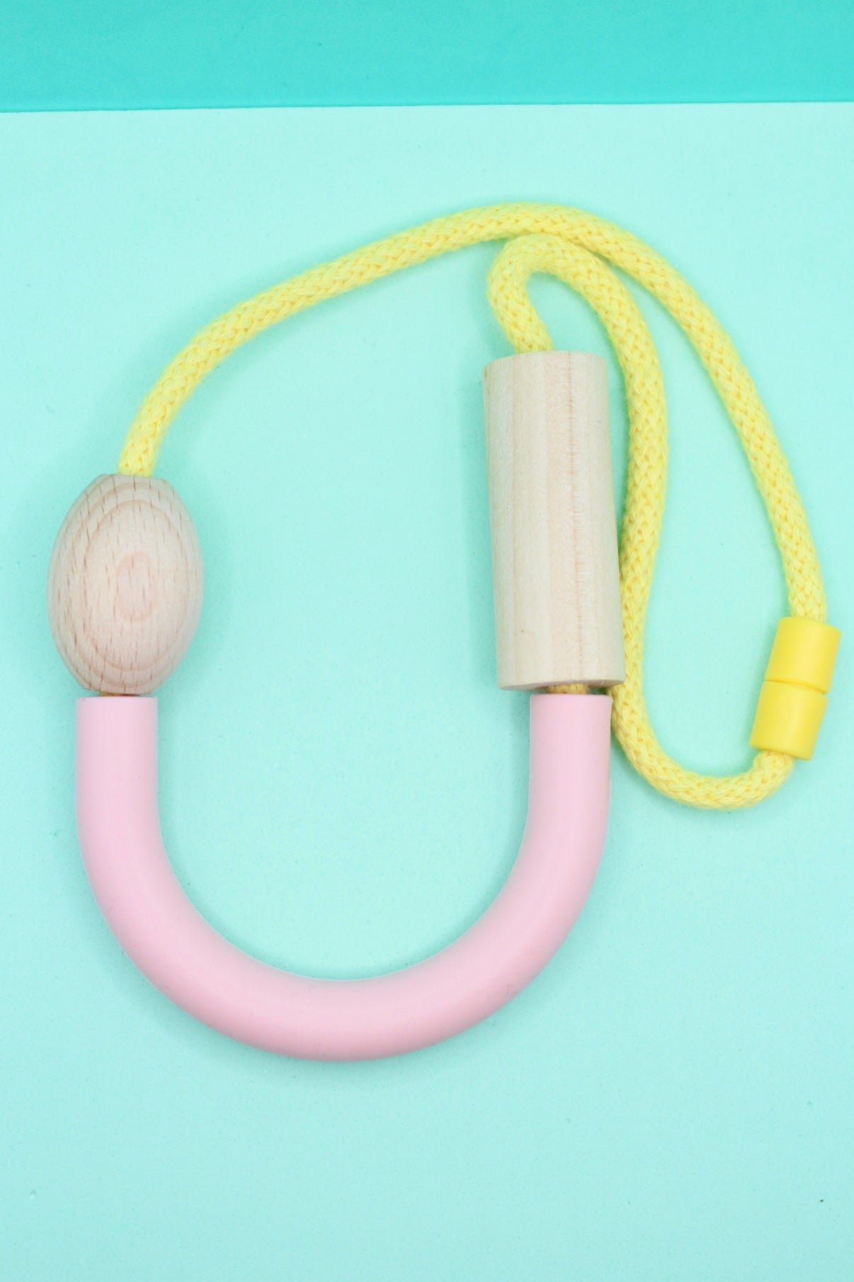 Basic Bold - Pink Silicone U Tube necklace on 5mm Macrame Cord | Chunky Wooden Beads