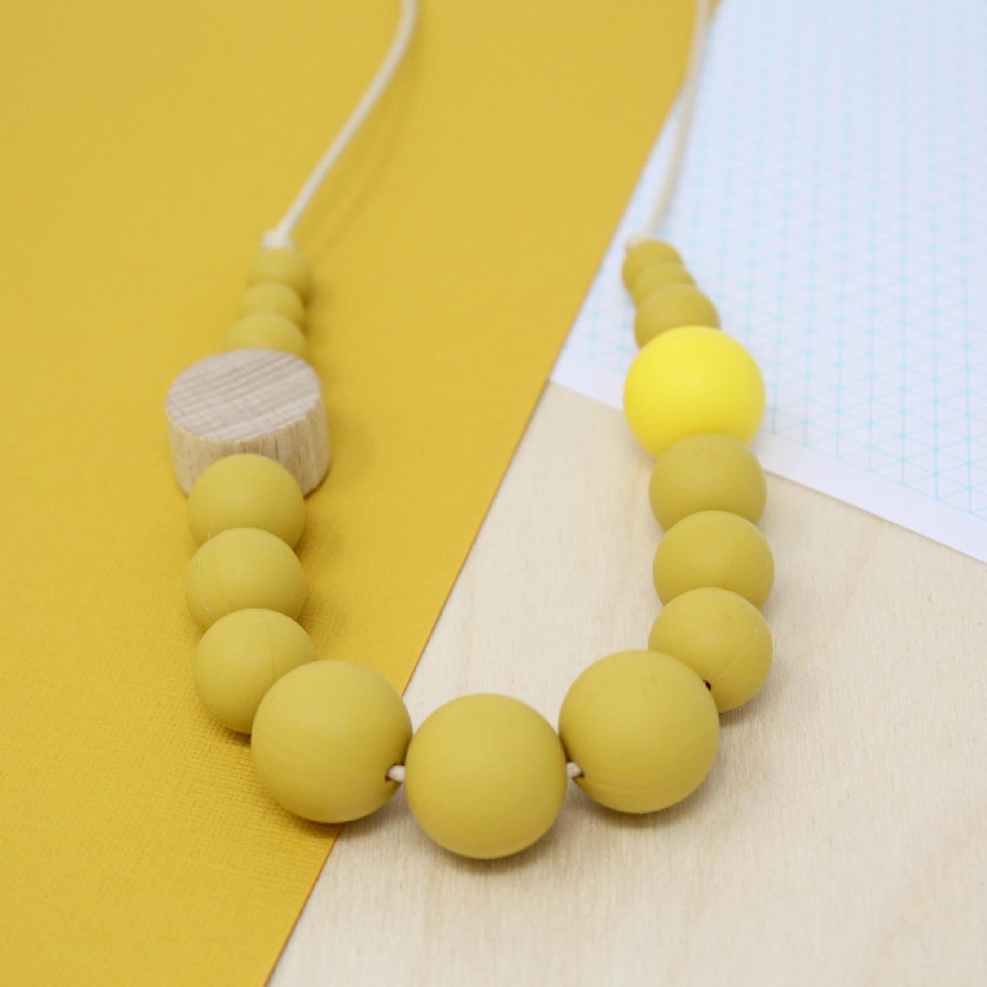 Mustard Silicone Beaded Necklace | Tactile & Lightweight