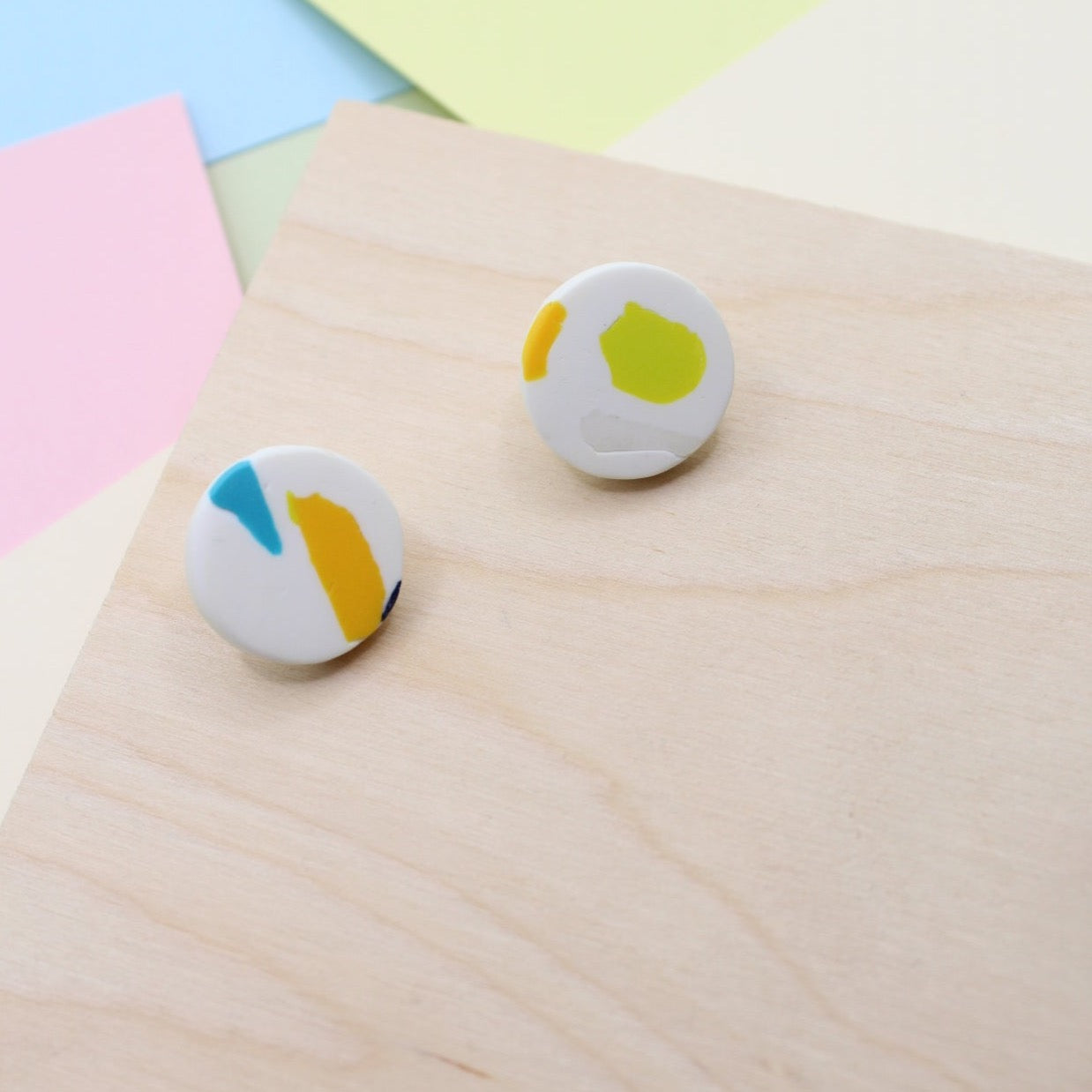 Chunky Polymer Studs - Terrazzo Effect Organic round shape | Lightweight