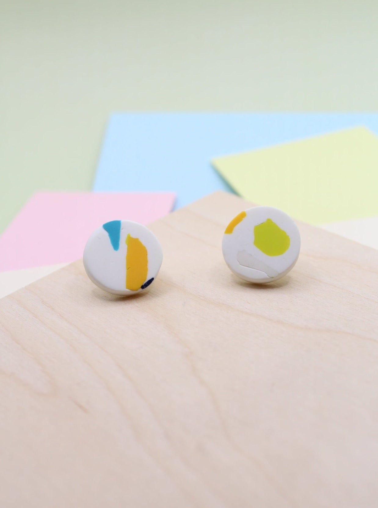 Chunky Polymer Studs - Terrazzo Effect Organic round shape | Lightweight