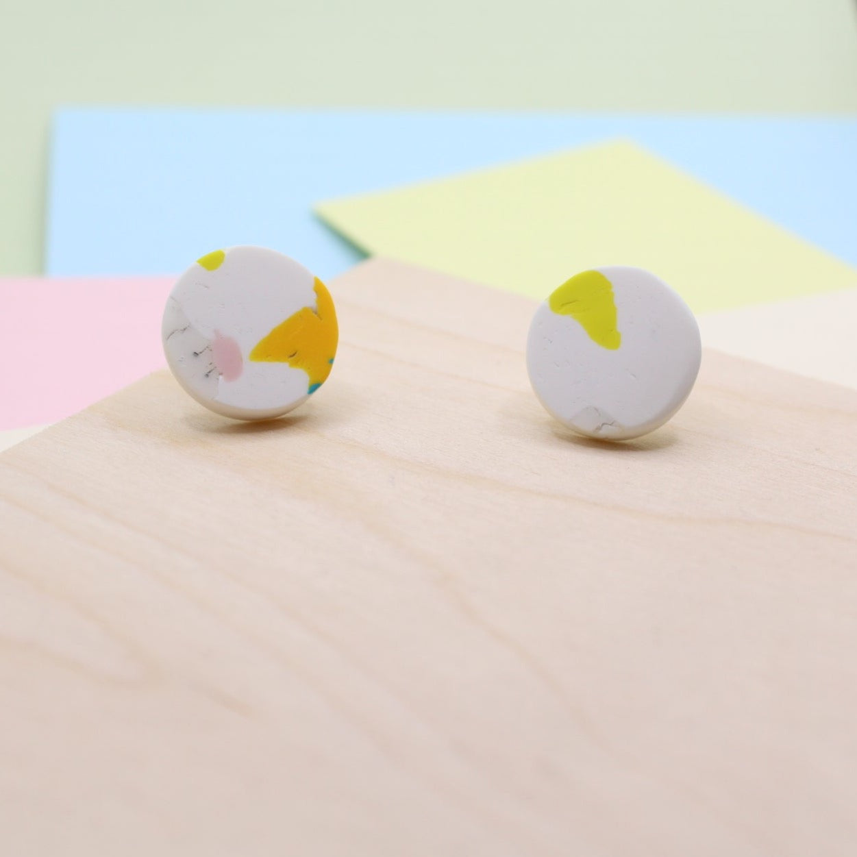 Chunky Polymer Studs - Terrazzo Effect Organic round shape | Lightweight