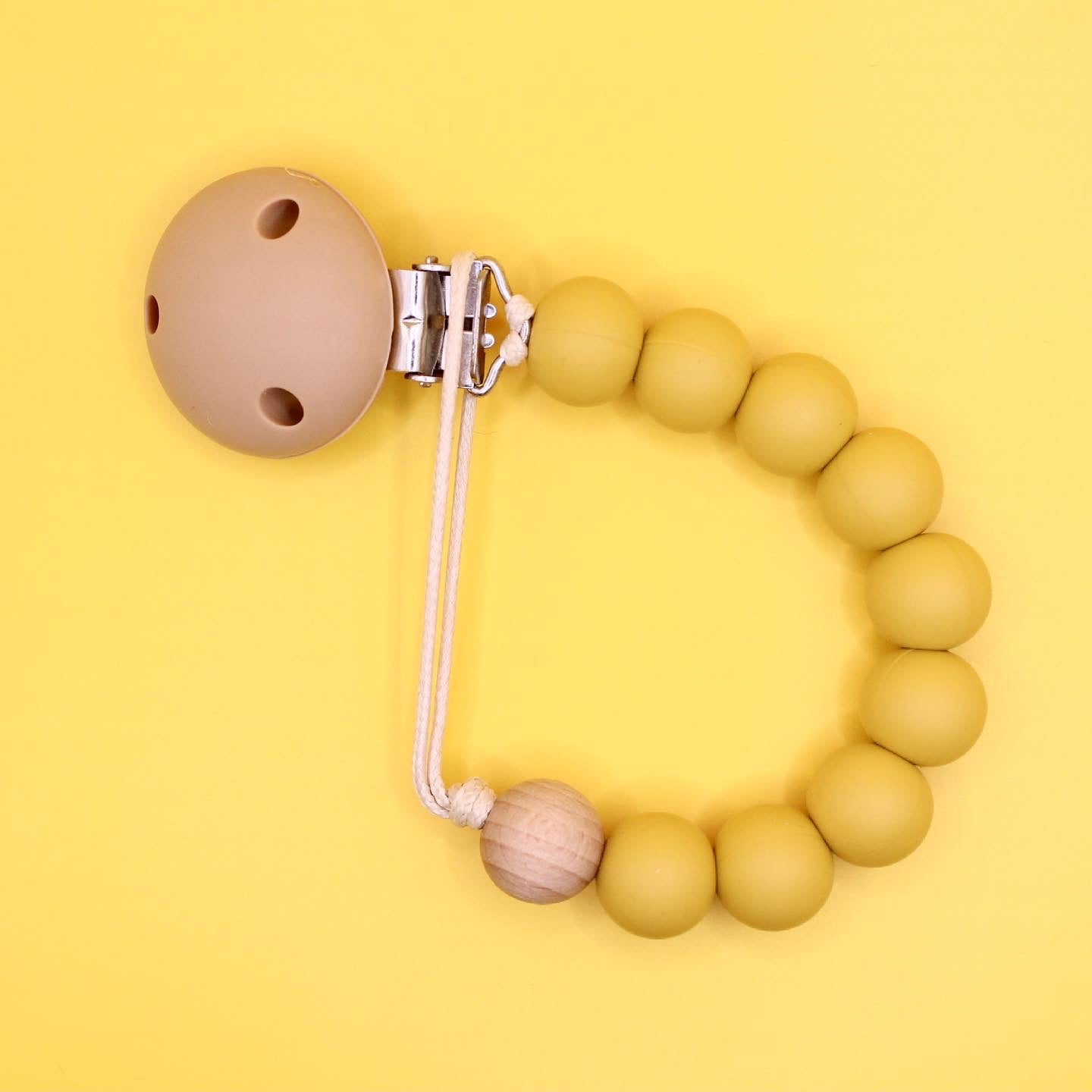 New Baby Gift Set | Mustard Silicone Dummy Clip and Teether | Super Seconds Festival