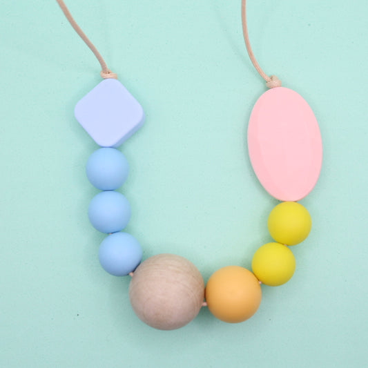 Baby Blue Silicone Beaded Necklace - Baby Friendly